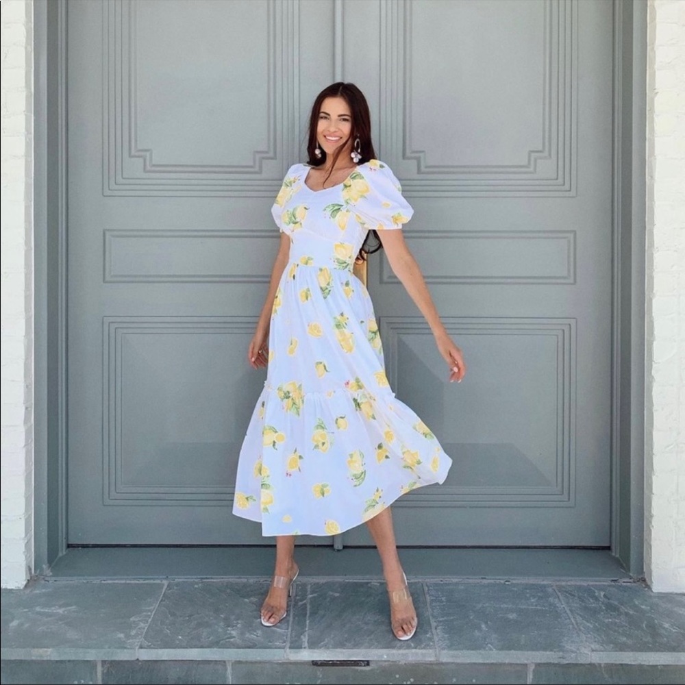 ISO Rachel Parcell NWT Puff Sleeve Lemon Midi Dress